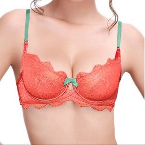 Victoria’s Secret Lace Orange Unlined Demi Bra
